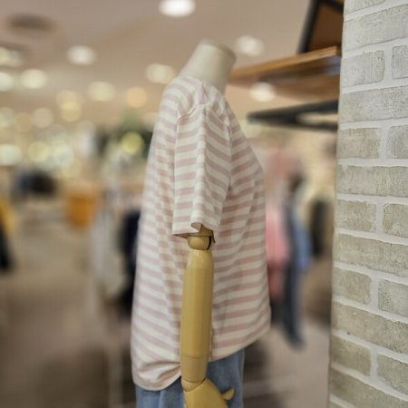 강아지 스트라이프 자수 티셔츠