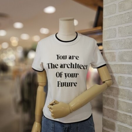 레터링 배색 티셔츠