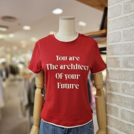 레터링 배색 티셔츠