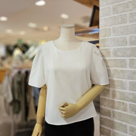 소매 셔링 반팔 블라우스