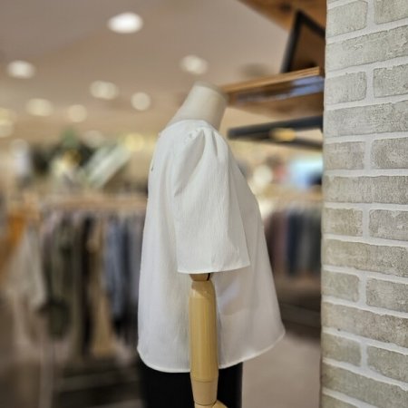 소매 셔링 반팔 블라우스