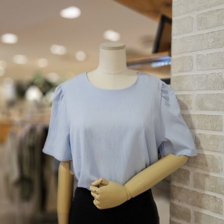 소매 셔링 반팔 블라우스