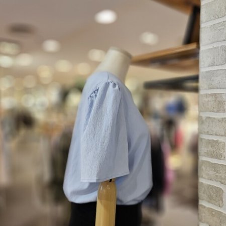 소매 셔링 반팔 블라우스