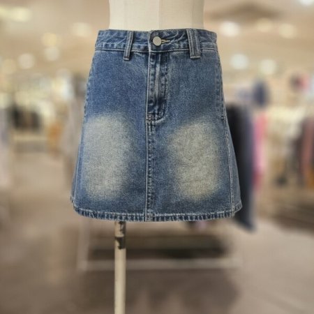 난스판 워싱 미니 데님 스커트