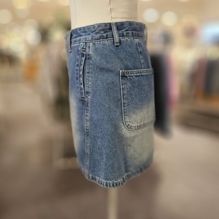 난스판 워싱 미니 데님 스커트