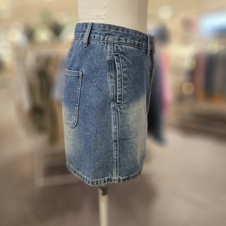 난스판 워싱 미니 데님 스커트