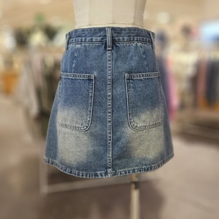 난스판 워싱 미니 데님 스커트