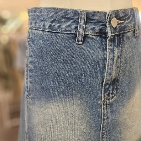 난스판 워싱 미니 데님 스커트