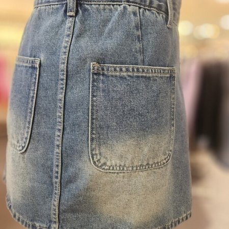 난스판 워싱 미니 데님 스커트