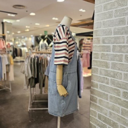 숏 데님 멜빵 팬츠