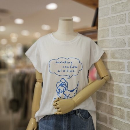 도그 프린트 숏 슬리브 티셔츠