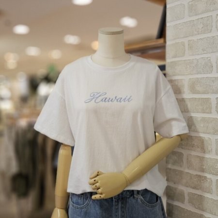 하와이 자수 반팔 티셔츠