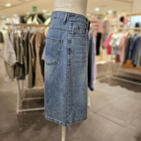 와이드 버뮤다 데님 팬츠