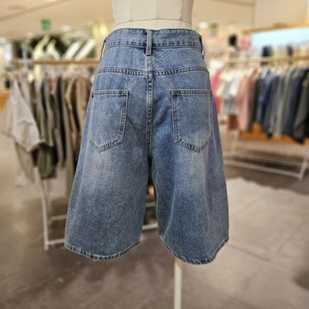 와이드 버뮤다 데님 팬츠