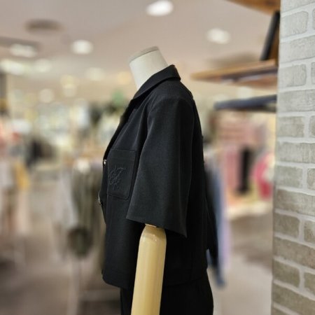 포켓 자수 크롭 자켓