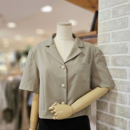 포켓 자수 크롭 자켓