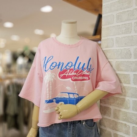 프린팅 크롭 티셔츠