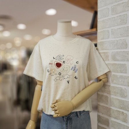 애니멀 프린트 반팔 티셔츠