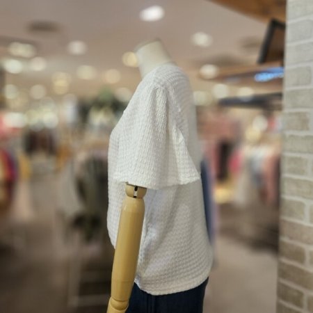 러플 소매 크링클 티셔츠