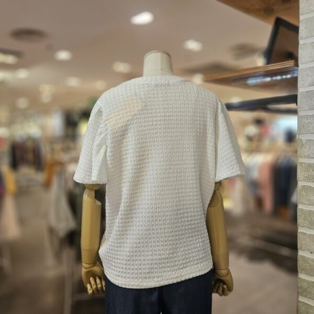 러플 소매 크링클 티셔츠