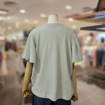 러플 소매 크링클 티셔츠