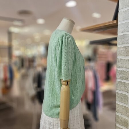 메탈 믹스 볼륨 소매 가디건