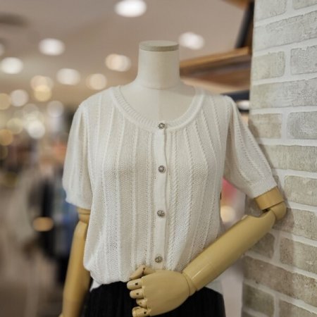 메탈 믹스 볼륨 소매 가디건