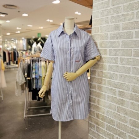 스트라이프 셔츠형 원피스