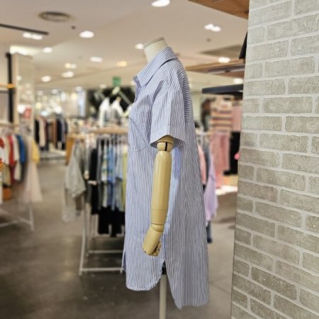 스트라이프 셔츠형 원피스