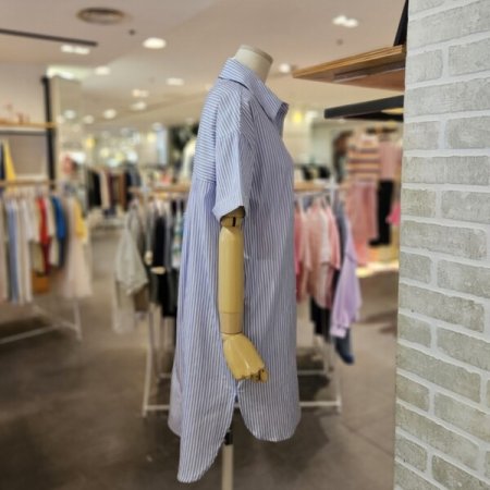 스트라이프 셔츠형 원피스