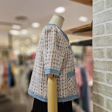 데님 트리밍 트위드 자켓