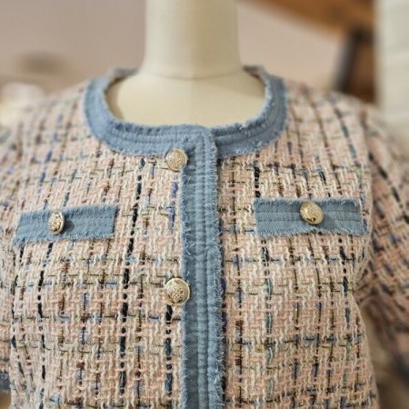 데님 트리밍 트위드 자켓