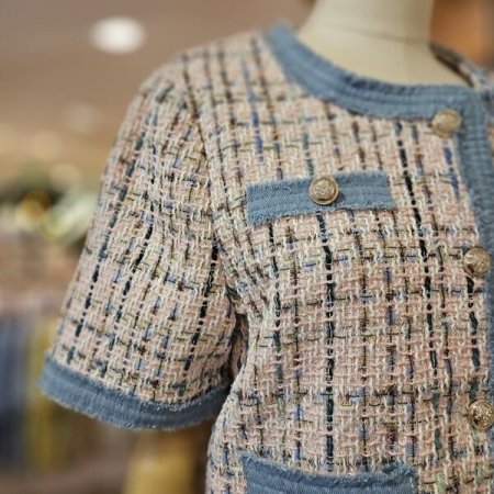 데님 트리밍 트위드 자켓