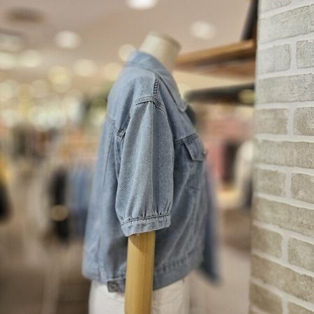 카라 반팔 데님 자켓