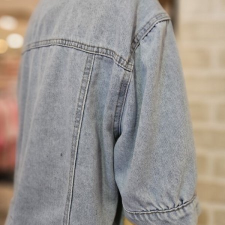 카라 반팔 데님 자켓