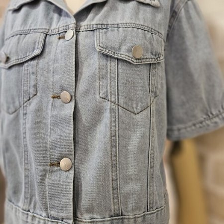 카라 반팔 데님 자켓