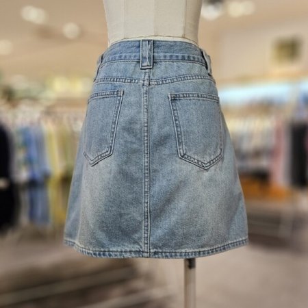 절개 미디 데님 스커트