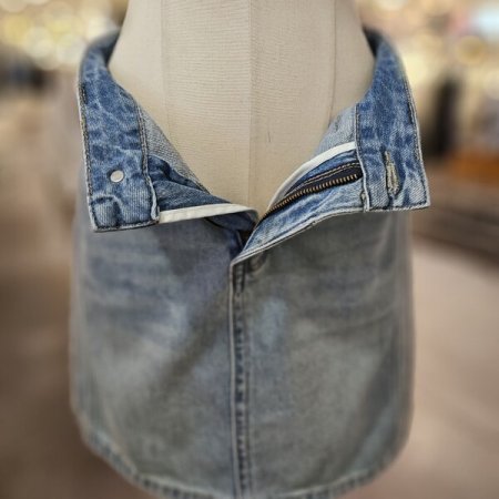 절개 미디 데님 스커트