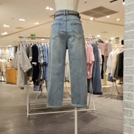 롤업 9부 배기핏 데님 팬츠