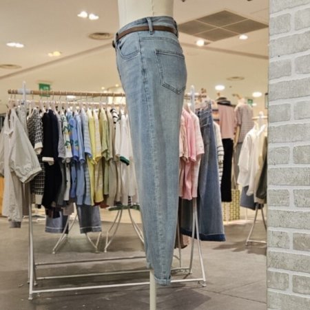 롤업 9부 배기핏 데님 팬츠