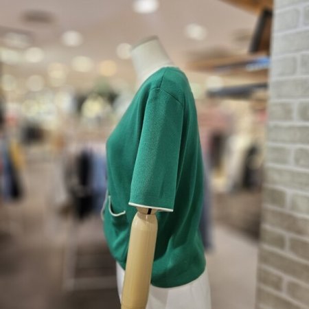 라인 배색 브이넥 가디건