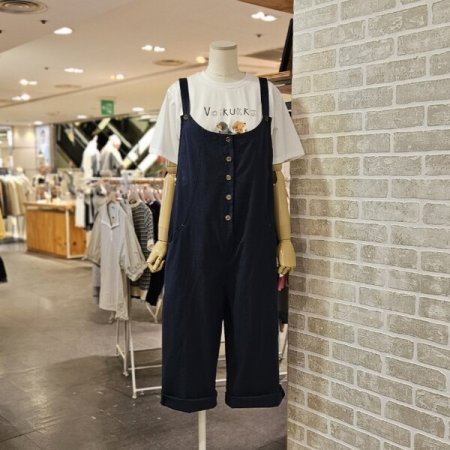 버튼 장식 점프 슈트