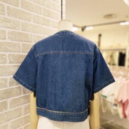 컬러 스티치 데님 자켓