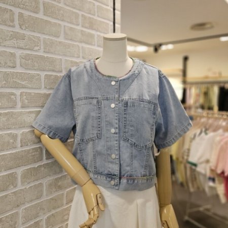 컬러 스티치 데님 자켓