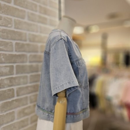 컬러 스티치 데님 자켓
