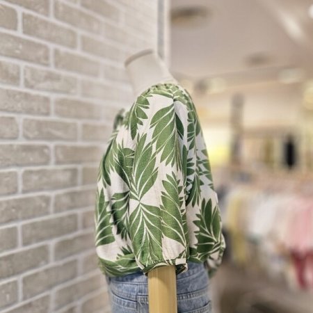 야자수 프린트 블라우스