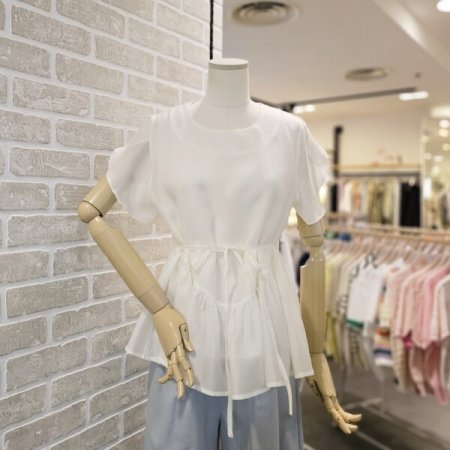 시스루 러플 소매 블라우스