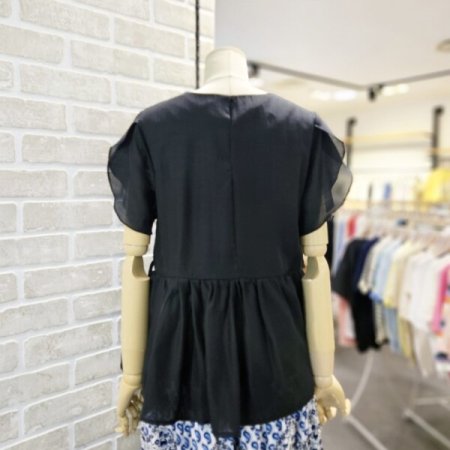 시스루 러플 소매 블라우스