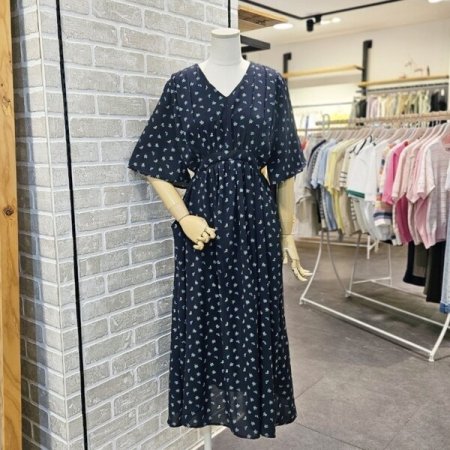 셔링 날개 소매 원피스