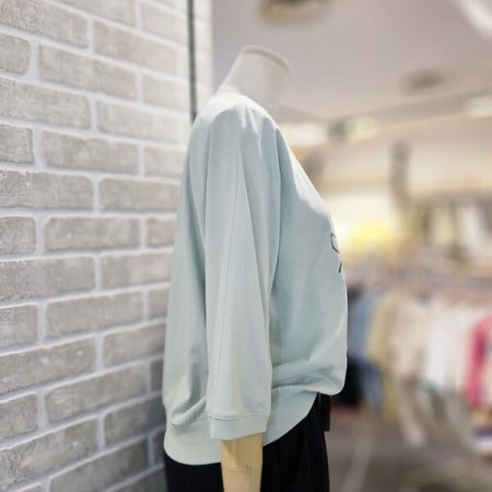 라인 프린트 5부 티셔츠